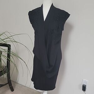 Religion drape neck embellished dress